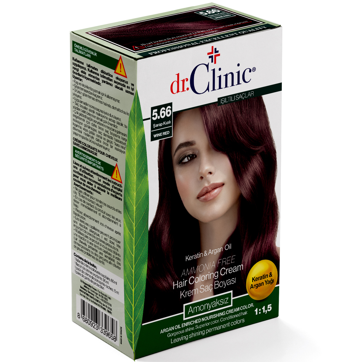 Dr.Clinic Saç Boyası Amonyaksız 5.66 Şarap Kızılı