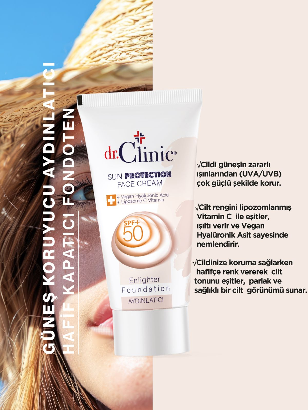 Dr.Clinic Spf 50+ Aydınlatıcı Güneş Kremi 50 ml