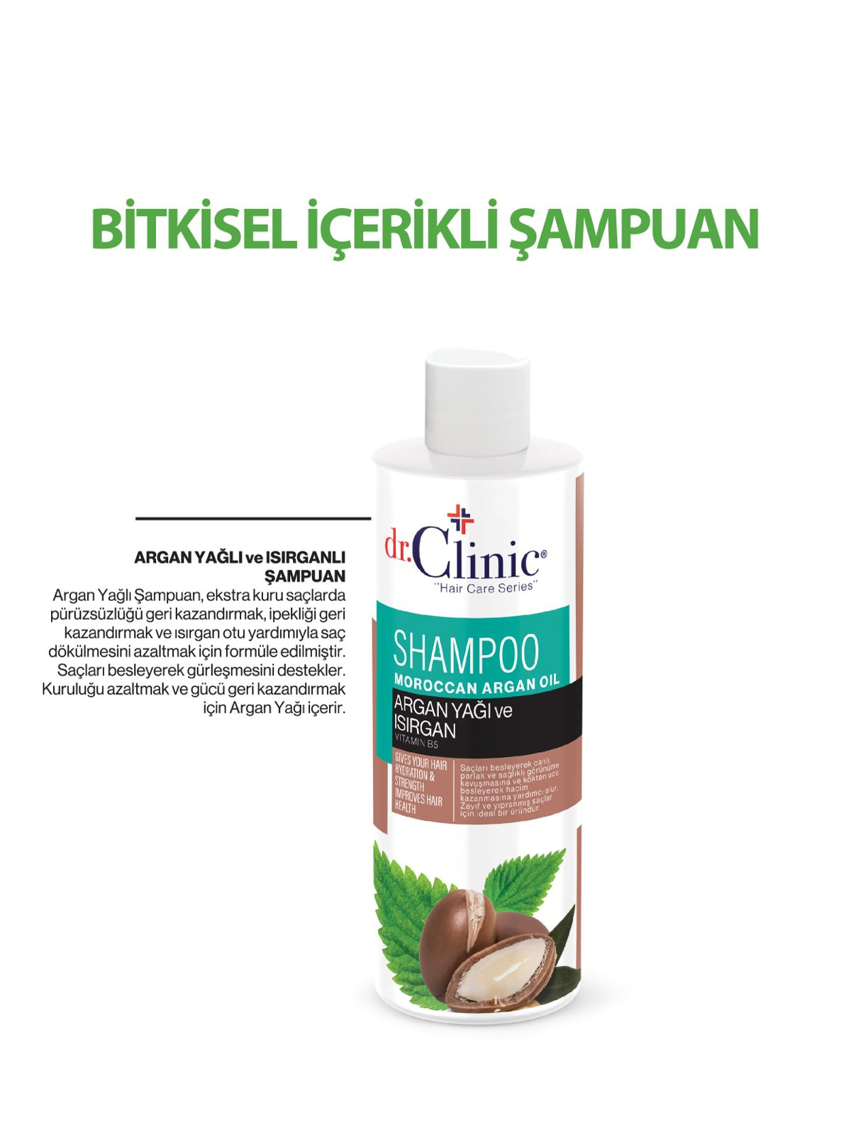 Dr.Clinic Bitkisel İçerikli Isırgan ve Argan Yağlı Şampuan 400 ml