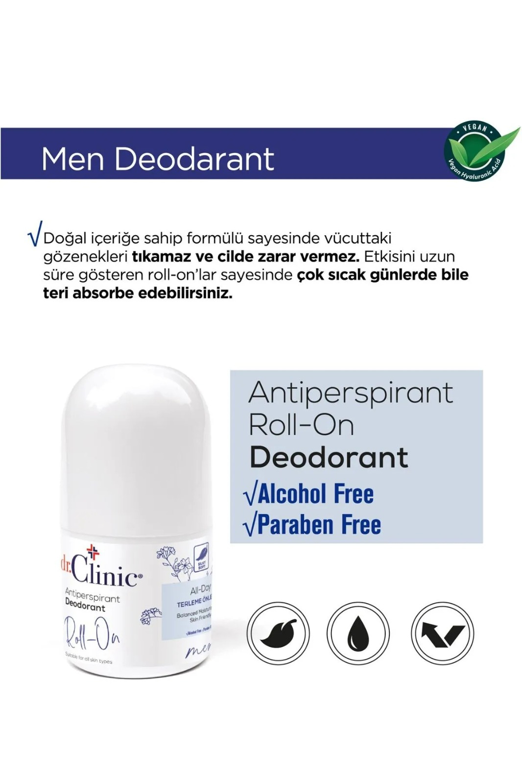 Dr.Clinic Antiperspirant Men Deodorant Roll-On 50ml